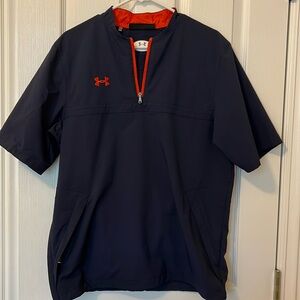 Under Armour short sleeve quarter zip Men’s Medium Navy Orange with pockets